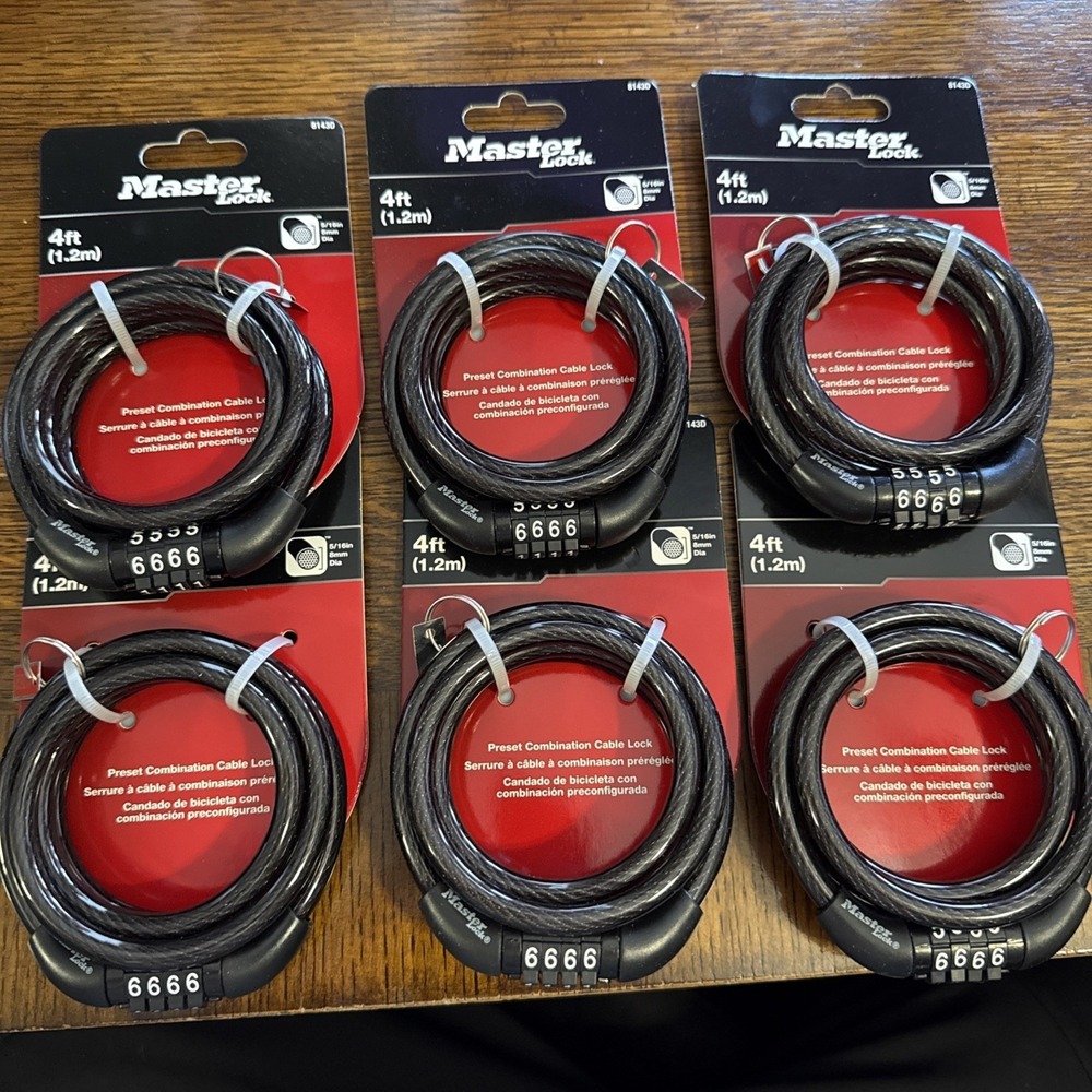 6 PACK Master Lock 5/16 in. D X 48 in. L Vinyl Coated Steel Locking Cable